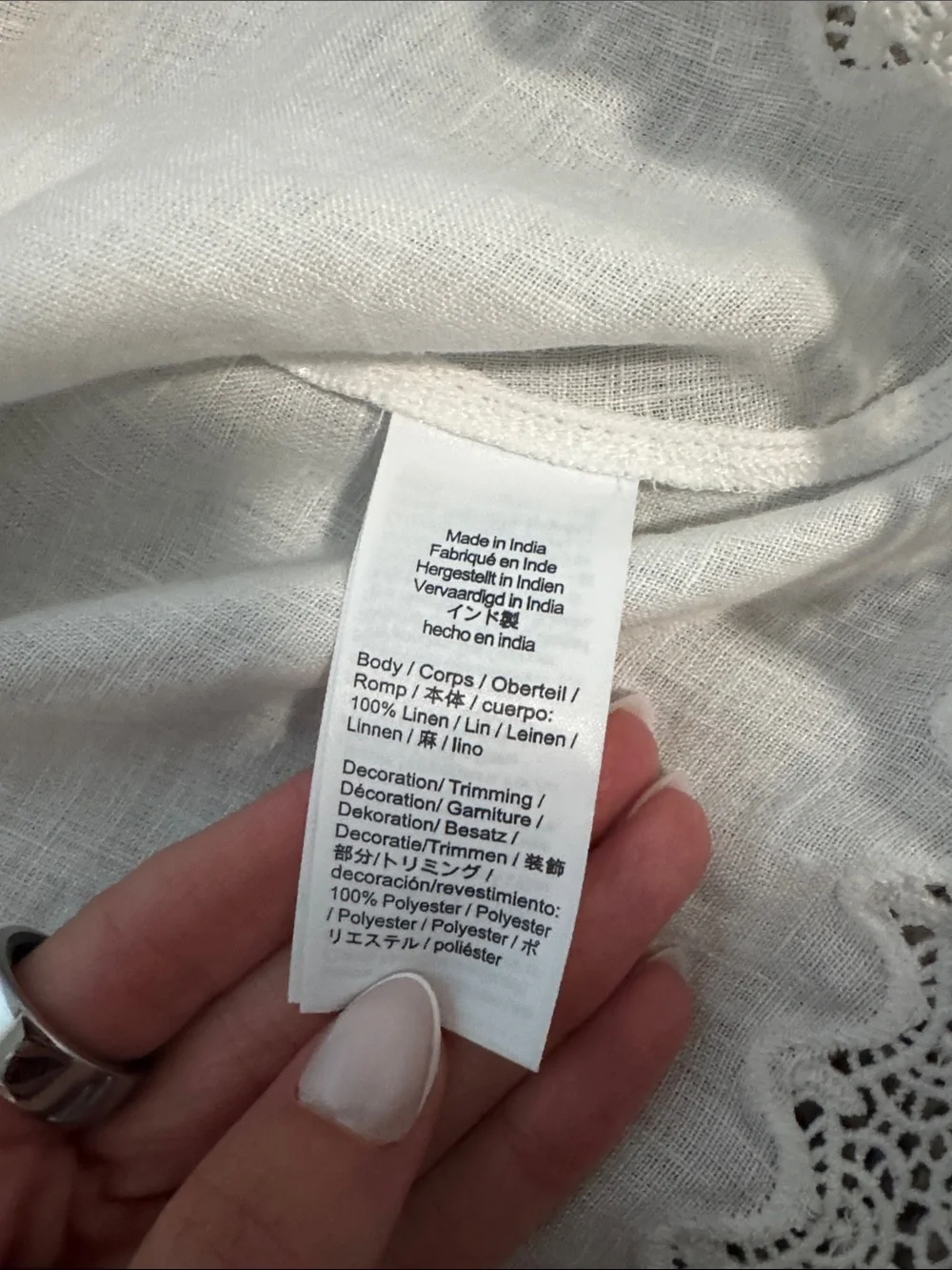 J. Crew White Lace-Trim Cropped Camisole - 100% linen